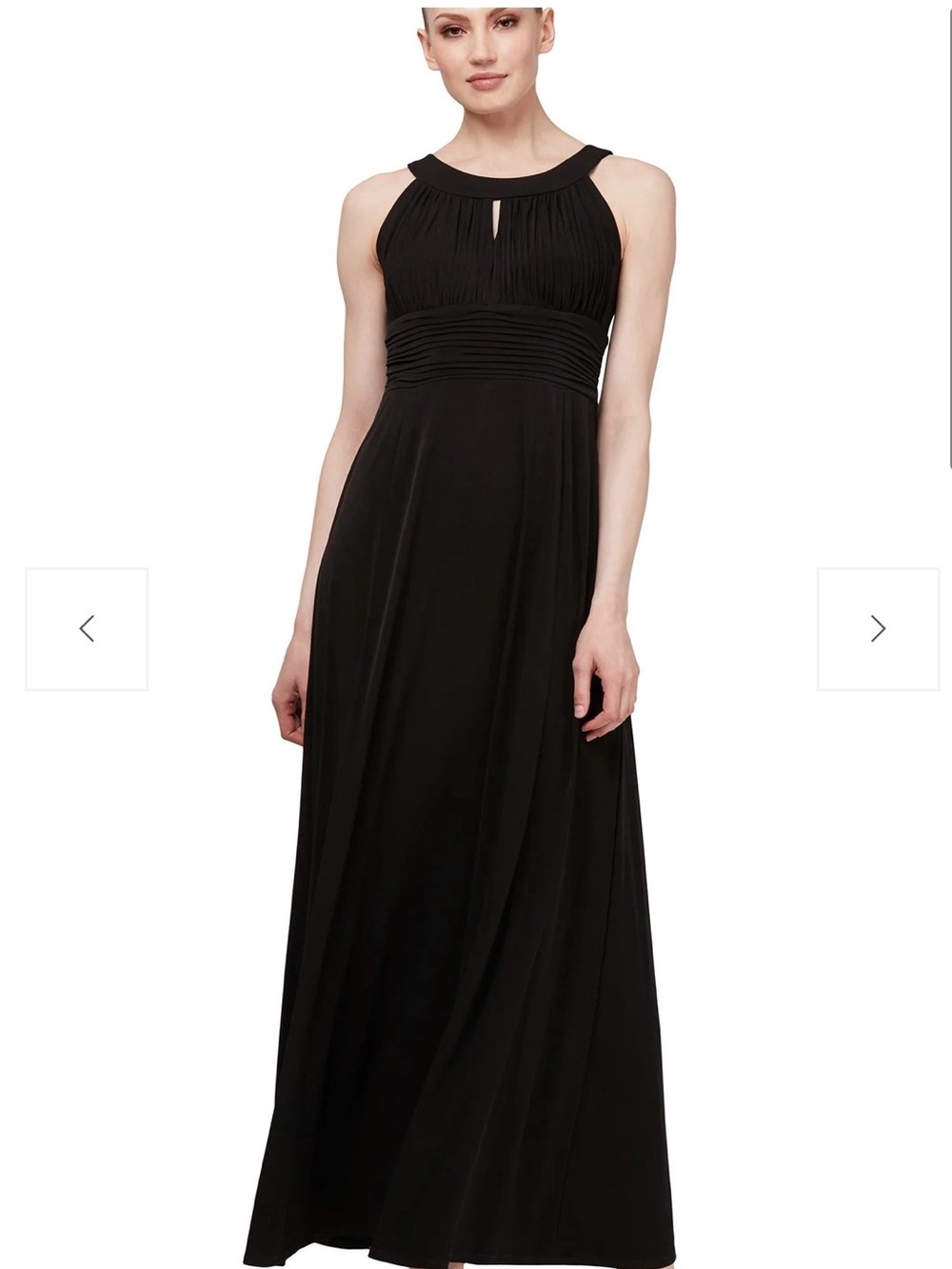 Red Ruched Keyhole Halter Gown - Picture 8 of 9